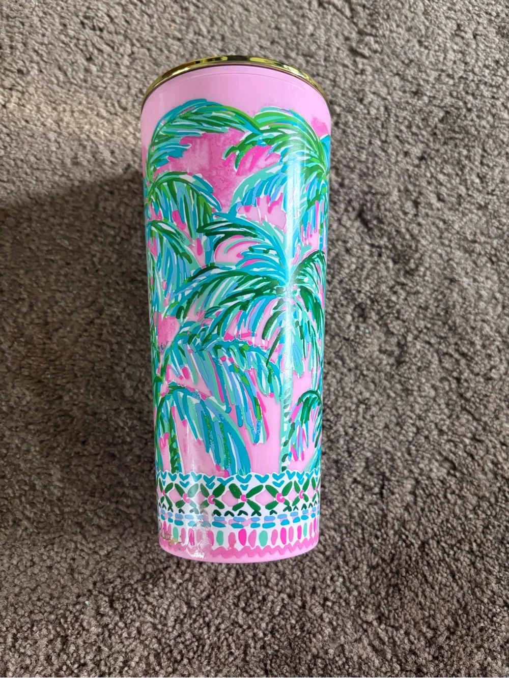 Lilly Pulitzer Pink Palm Tree Patterned Tumbler
